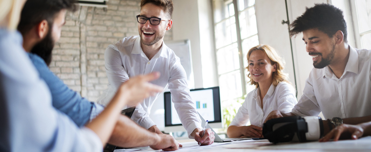Careers banner smiling people in boardroom