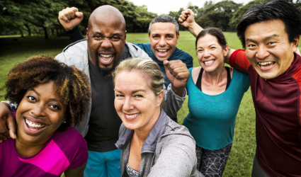Group of happy people in a park