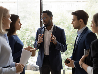group of people talking business 
