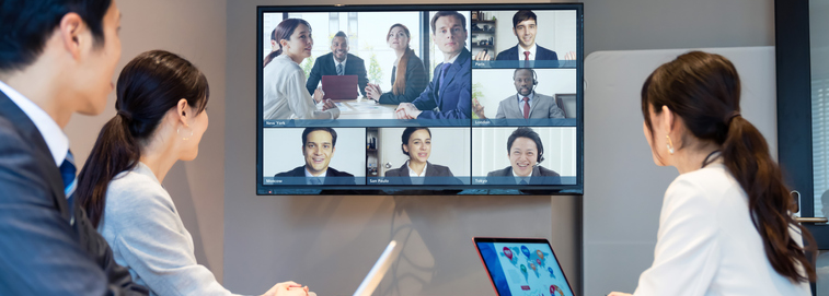 corporate group on video call